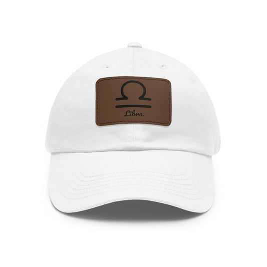 Libra Zodiac Dad Hat – Leather Patch Astrology Cap | Air Sign Gift for Men & Women