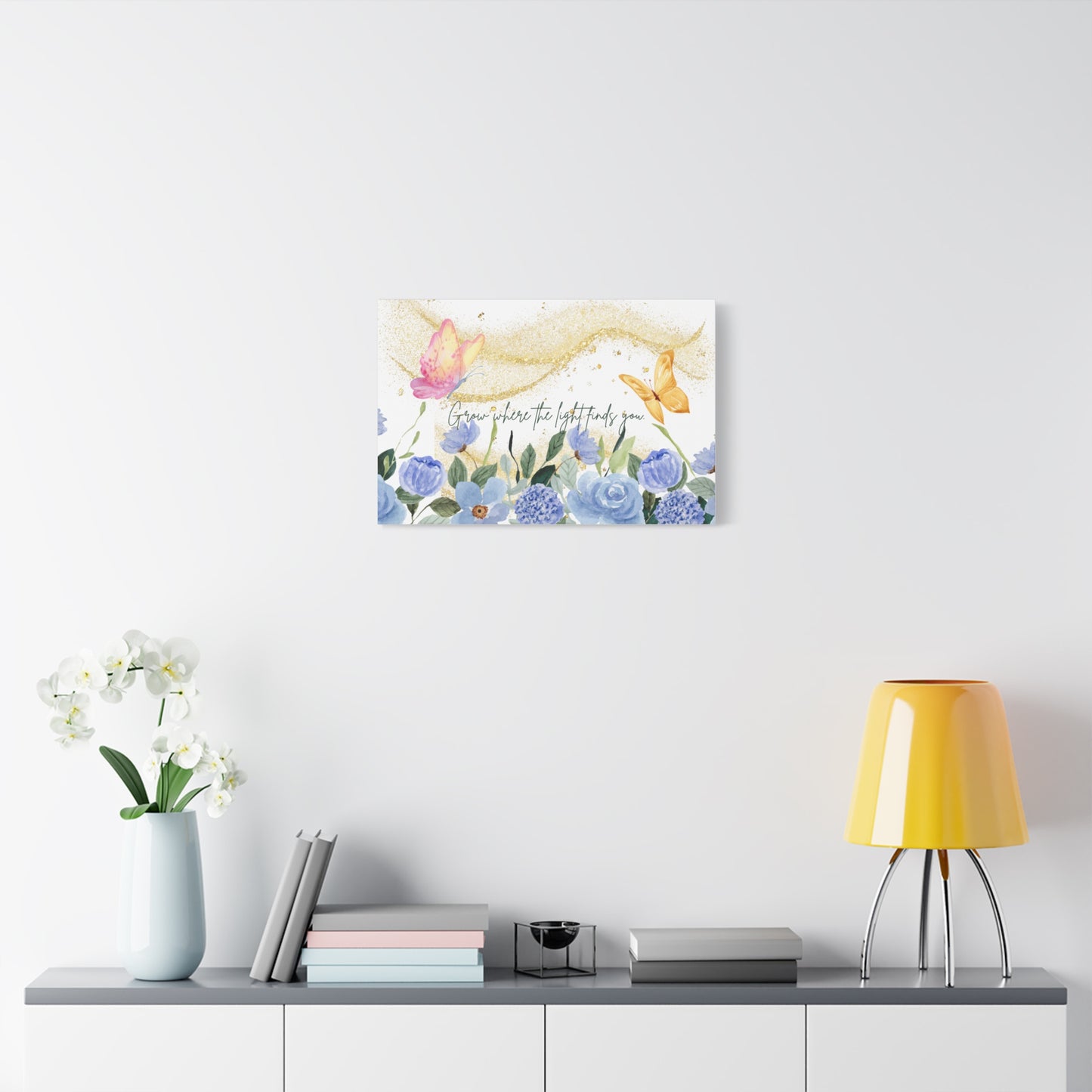 Inspirational Floral Canvas Art - "Grow Where the Light Finds You"