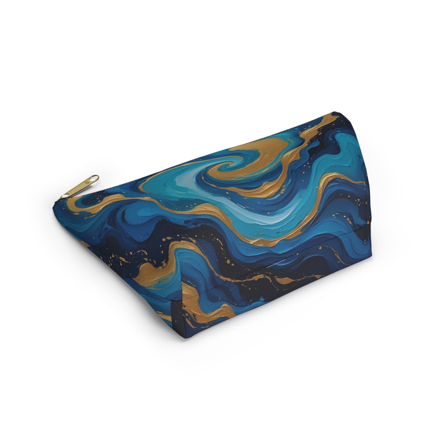 Tide Dreams Accessory Pouch – Celestial Blue & Gold Swirl Bag