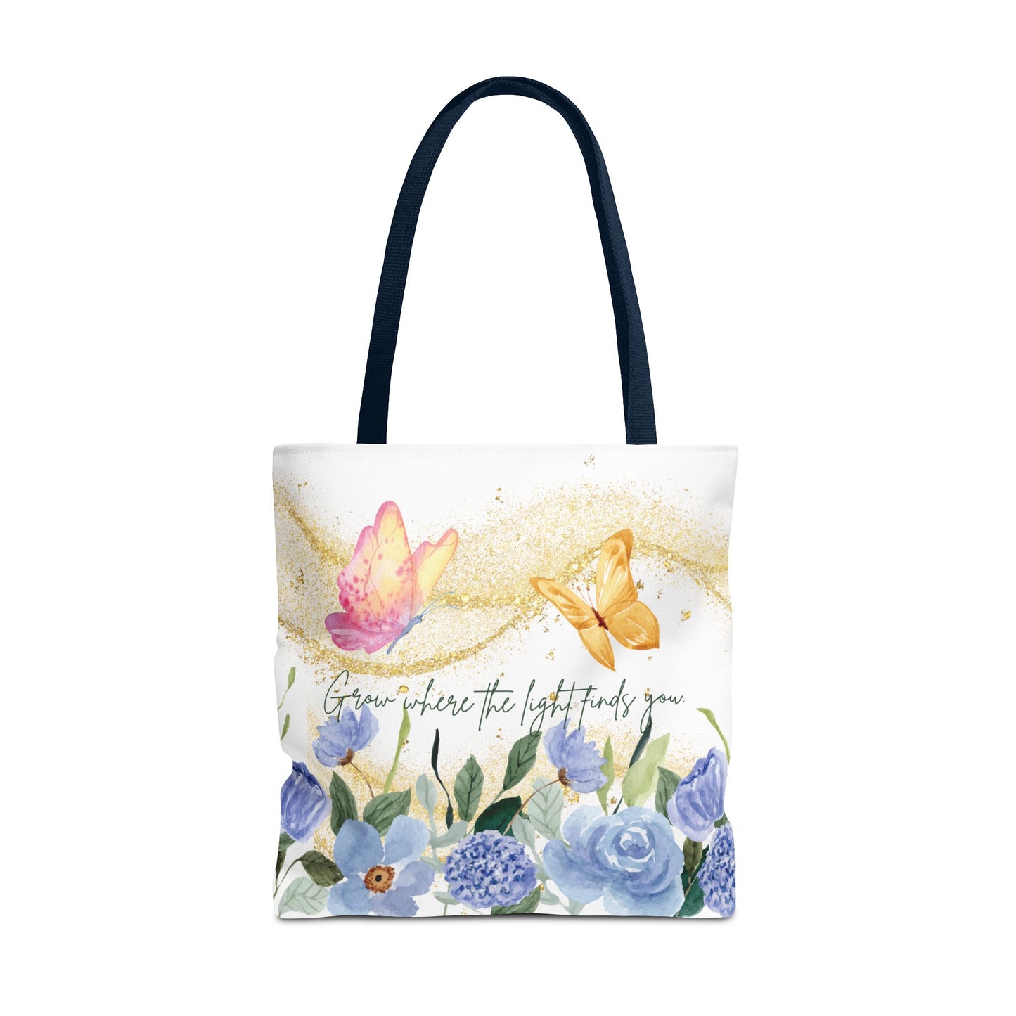 Inspirational Floral Tote Bag - "Grow Where the Light Finds You"