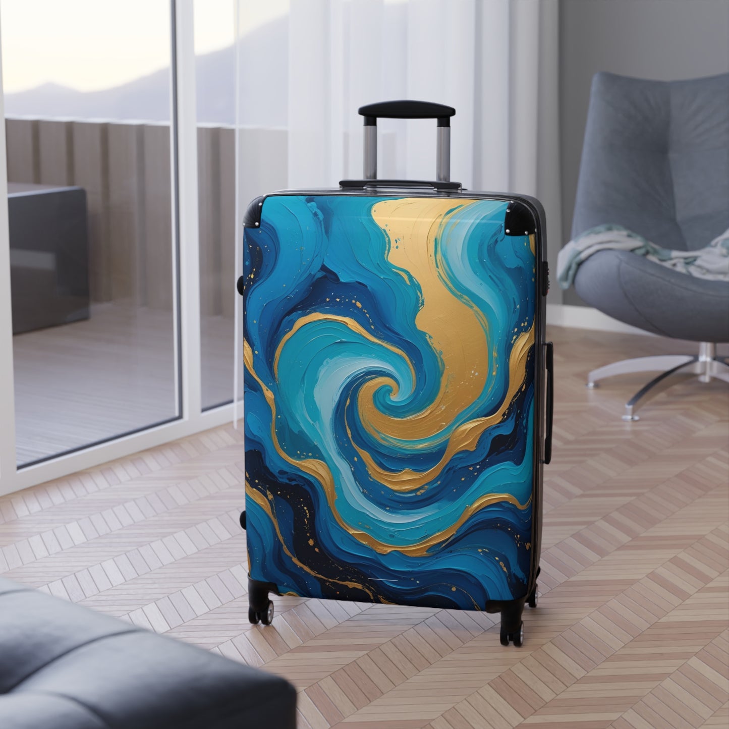 Tide’s Dream Spinner Suitcase – Ocean Galaxy Swirl Travel Luggage