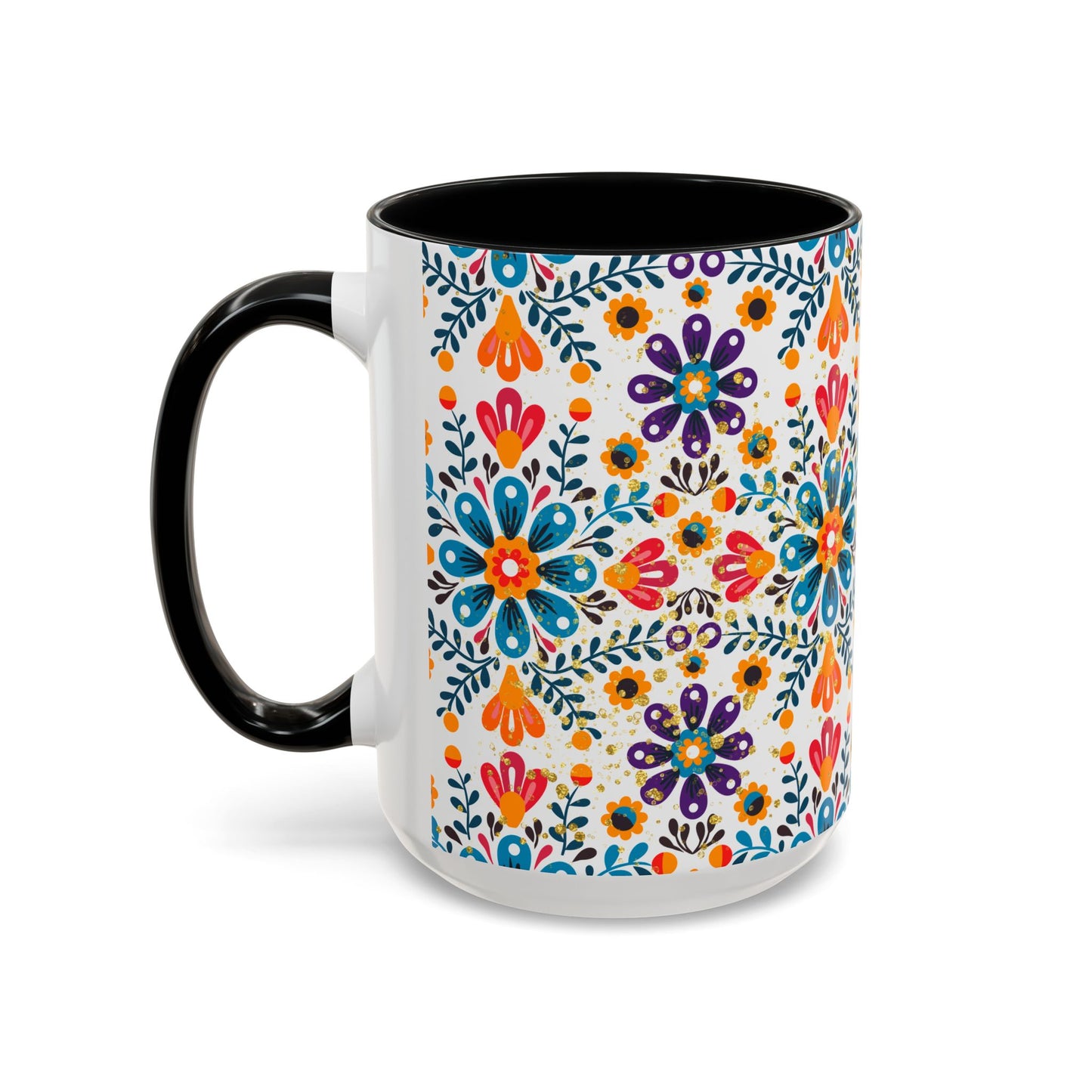 Boho Floral Coffee Mug – Folk Art Accent Mug | Colorful Ceramic Cup by Stardust Cove