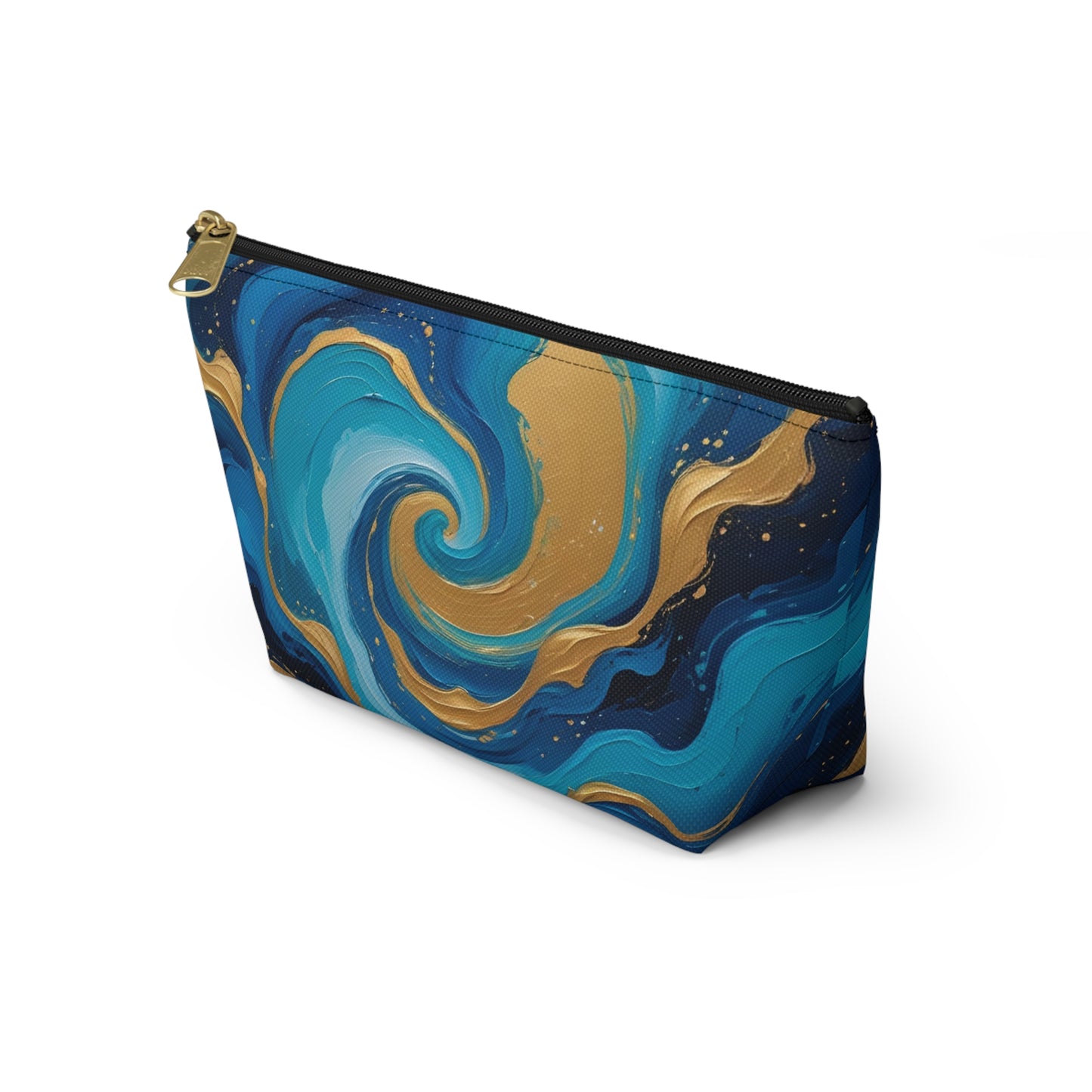 Tide Dreams Accessory Pouch – Celestial Blue & Gold Swirl Bag