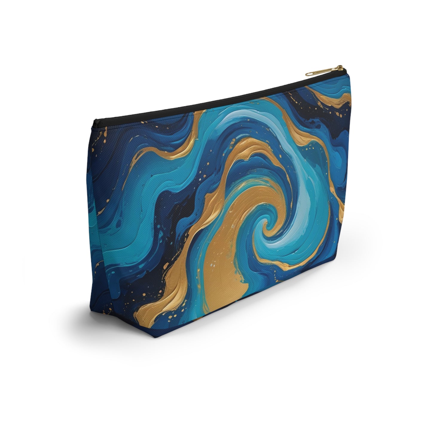 Tide Dreams Accessory Pouch – Celestial Blue & Gold Swirl Bag