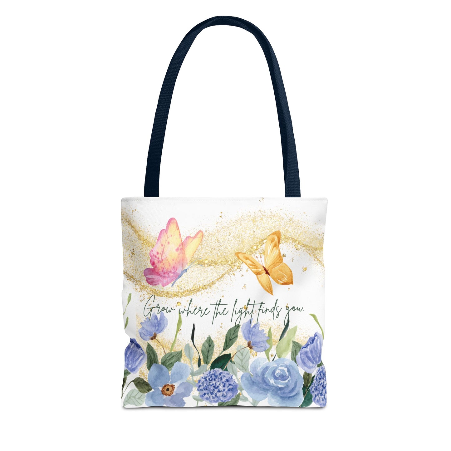 Inspirational Floral Tote Bag - "Grow Where the Light Finds You"