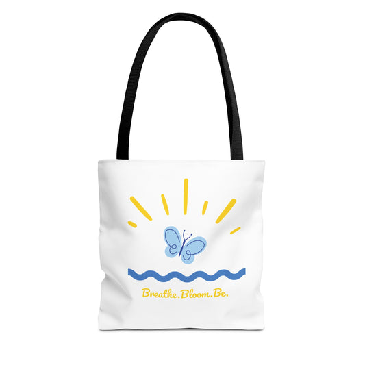Butterfly and Stripes AOP Tote Bag - Stylish Shopping Bag, Eco-Friendly Gift, Summer Vibes, Beach Ready, Everyday Use
