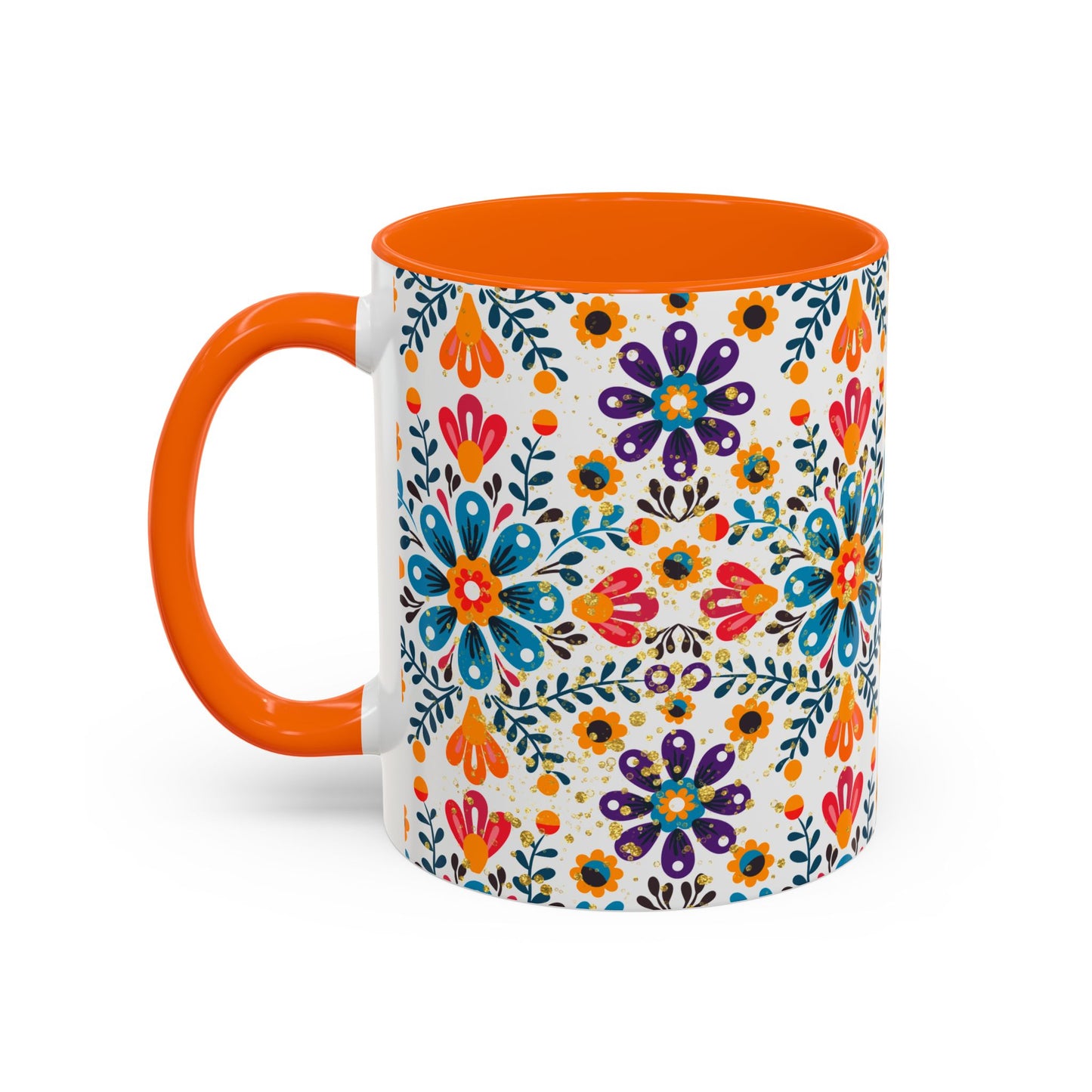 Boho Floral Coffee Mug – Folk Art Accent Mug | Colorful Ceramic Cup by Stardust Cove