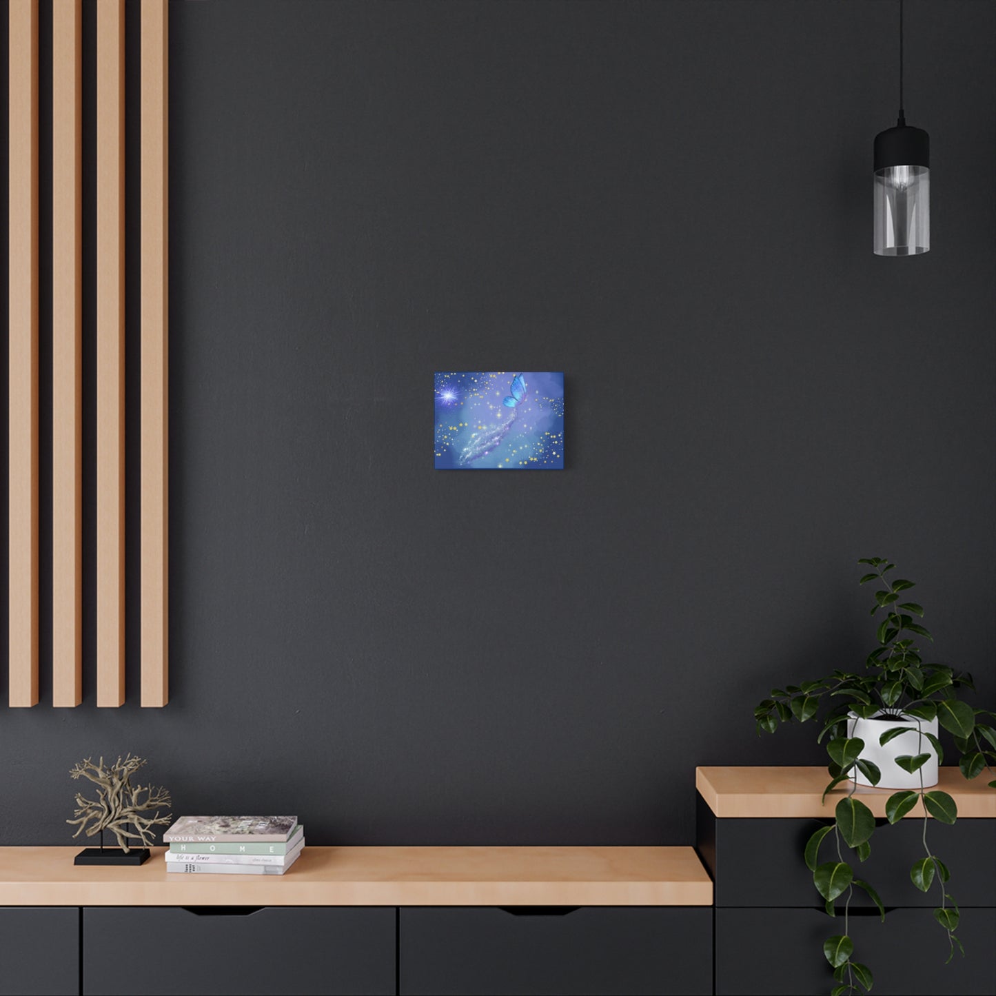Celestial Butterfly Canvas Wall Art – Galaxy-Inspired Matte Print with Stars and Cosmic Trail