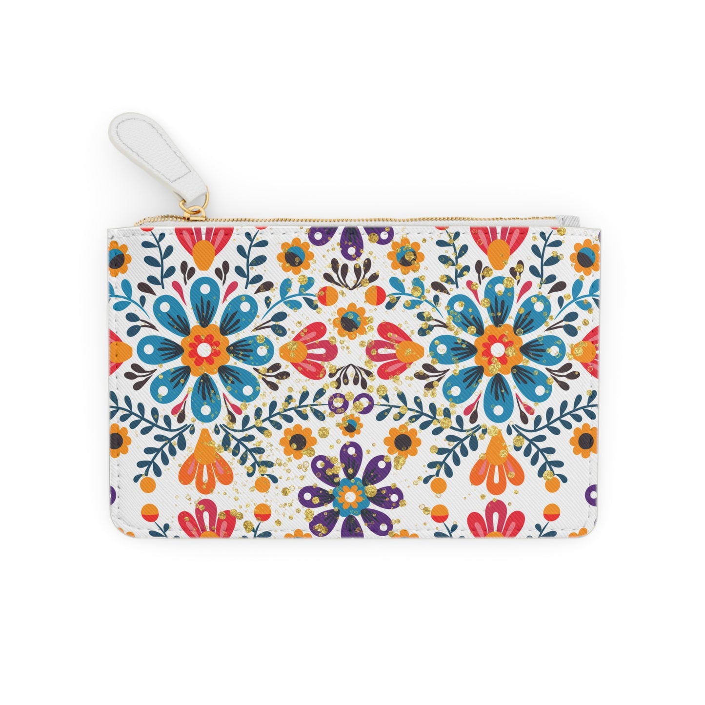 Celestial Bloom Boho Floral Mini Clutch Bag – Folk Art Travel Pouch | Colorful Zipper Purse by Stardust Cove