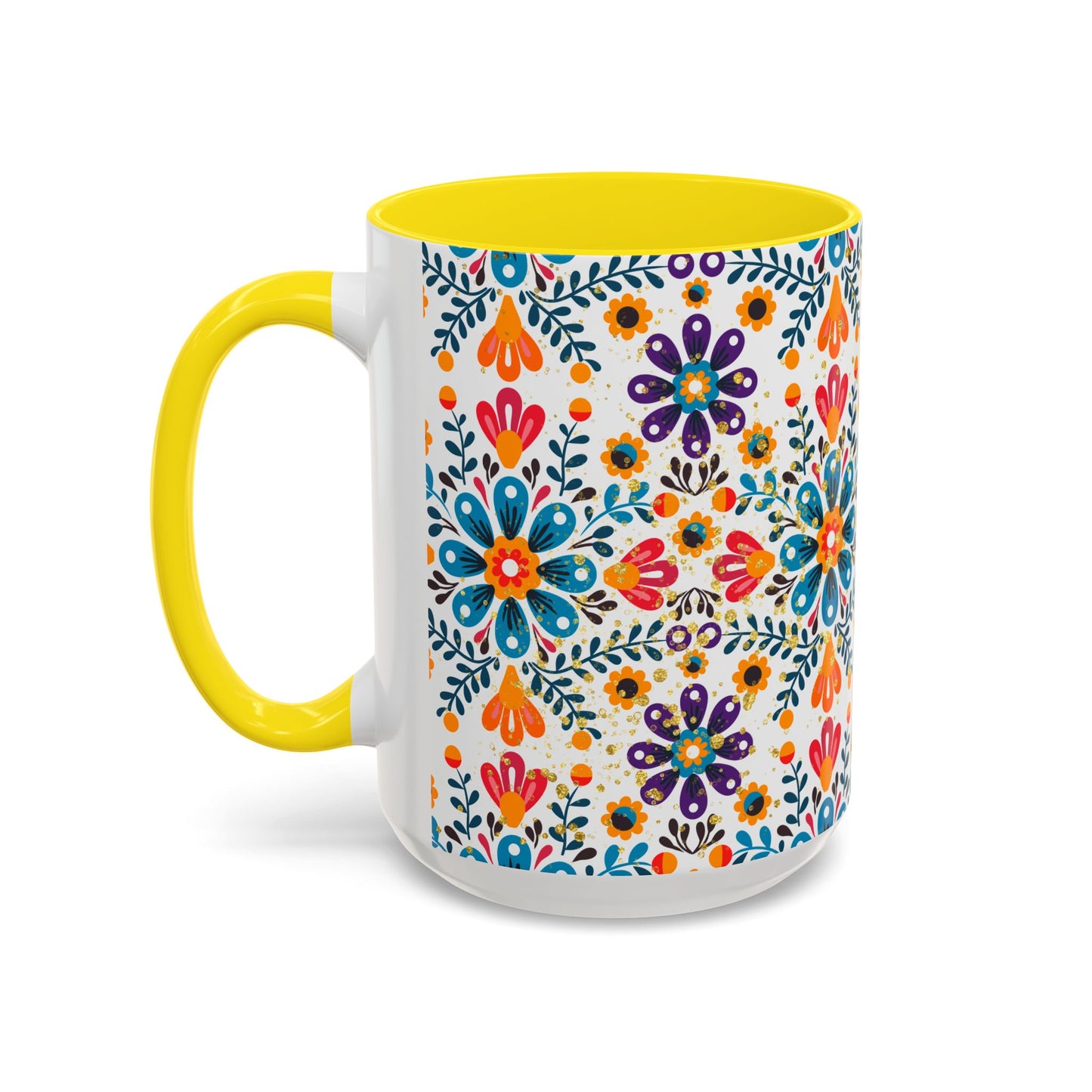 Boho Floral Coffee Mug – Folk Art Accent Mug | Colorful Ceramic Cup by Stardust Cove