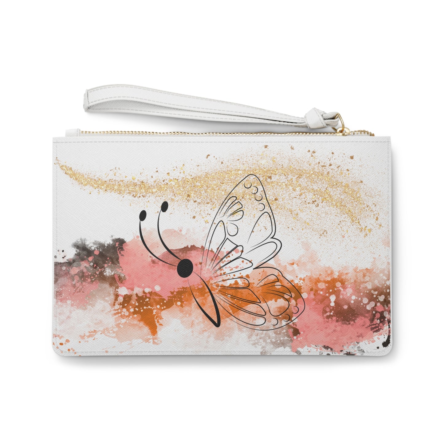 Watercolor Butterfly Clutch Bag – Artistic Wristlet – Boho Chic Travel Accessory