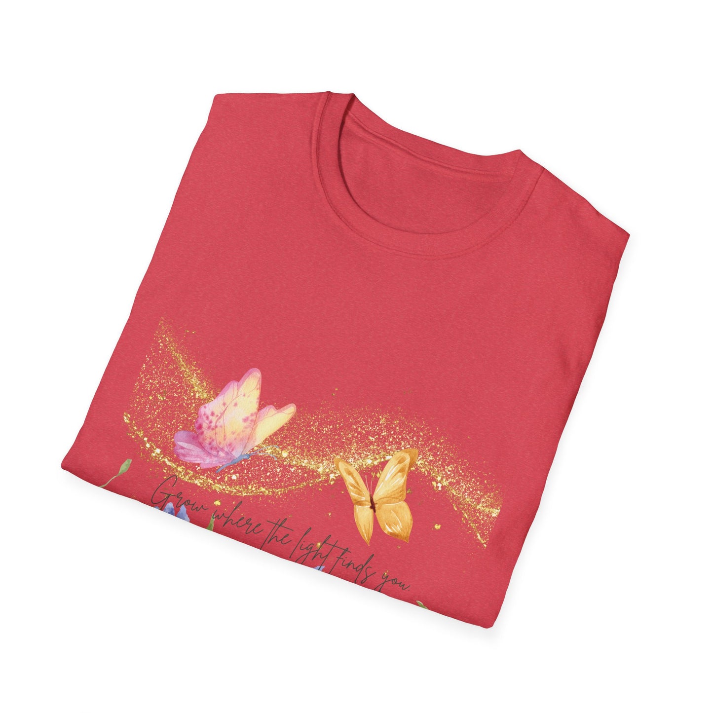 Butterfly Blossom Unisex Softstyle T-Shirt - Inspirational Floral Design