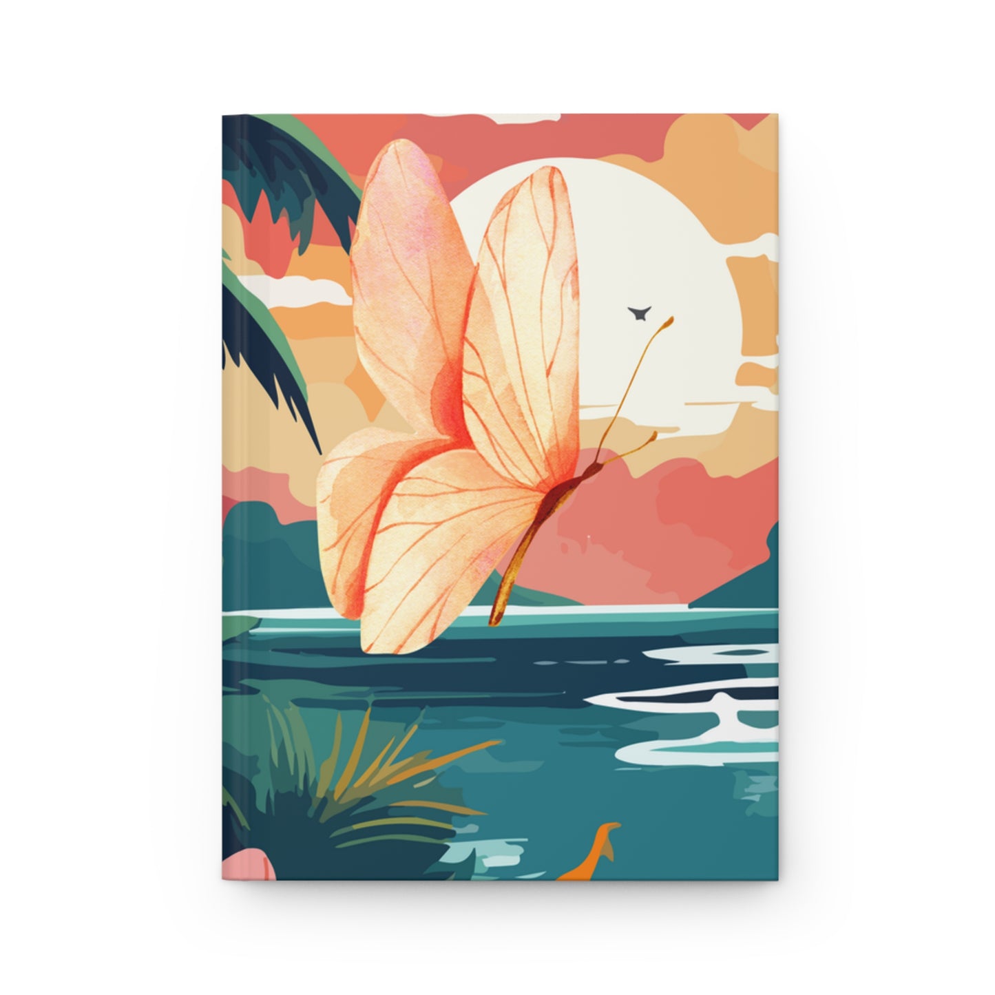 Tropical Butterfly Sunset Journal – Hardcover Matte Notebook | Coastal Dreamscape