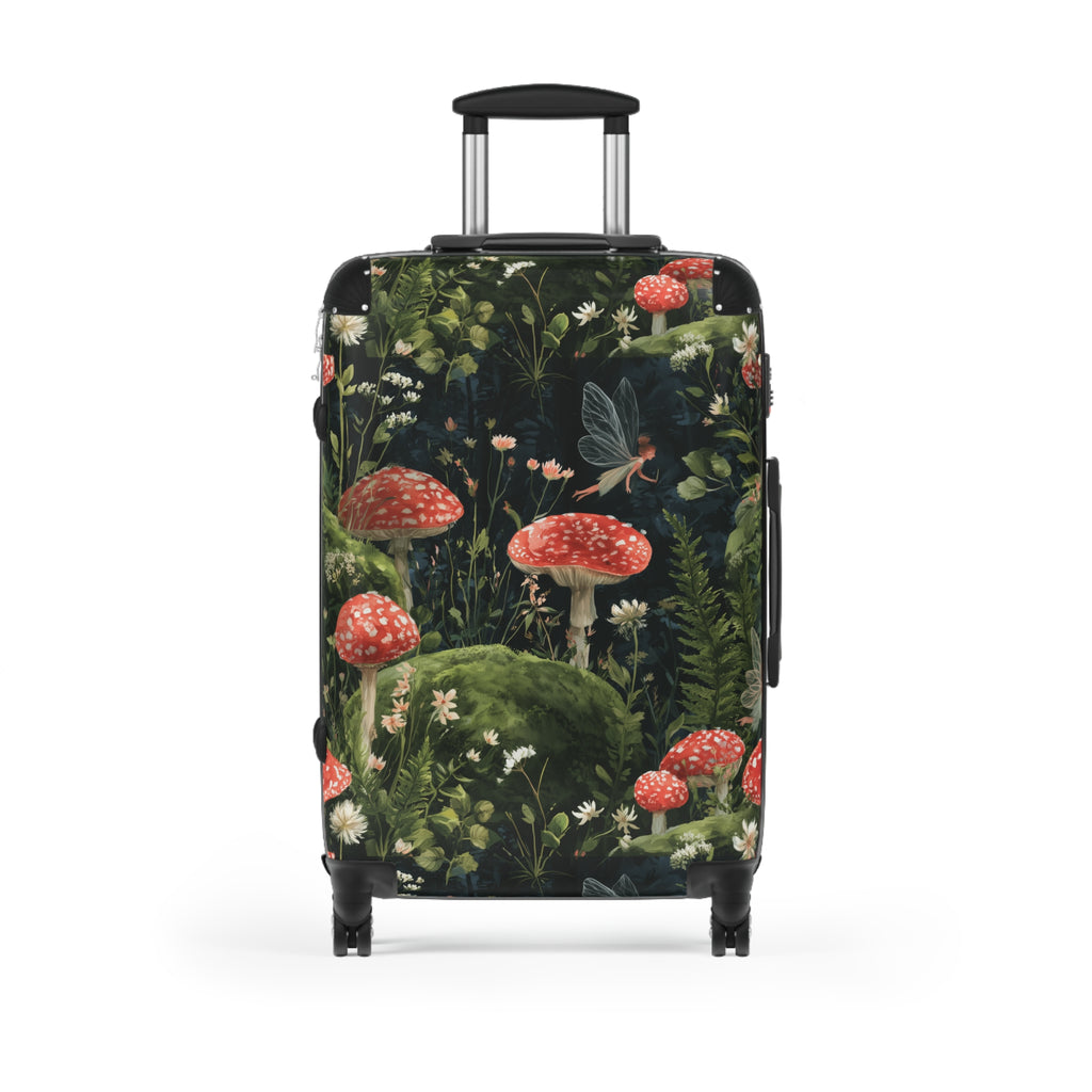 Mushroom Forest Suitcase – Botanical Toadstool Carry-On Luggage
