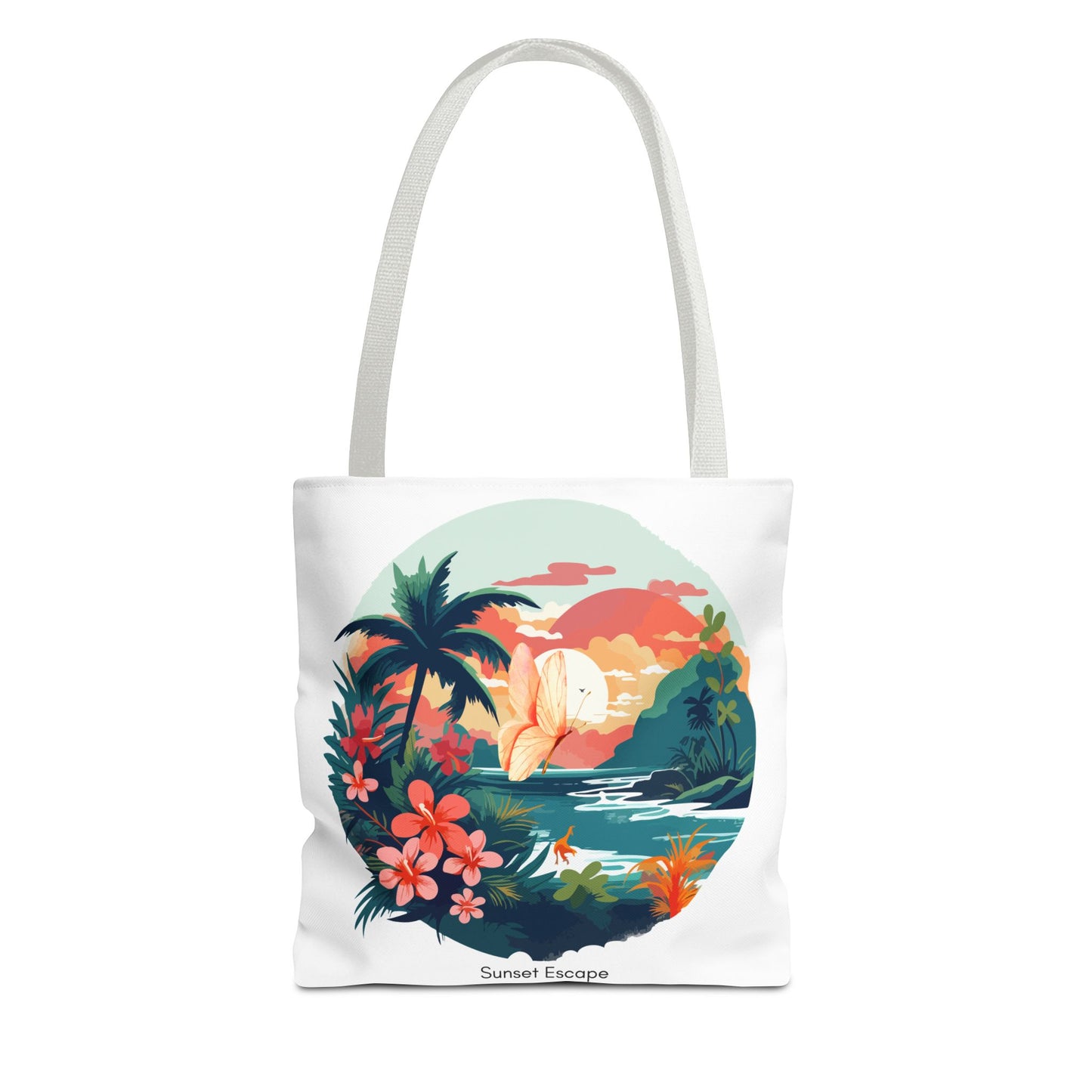 Sunset Escape Tote Bag – Tropical Butterfly Design | “Drift. Dream. Escape.” | Stardust Cove