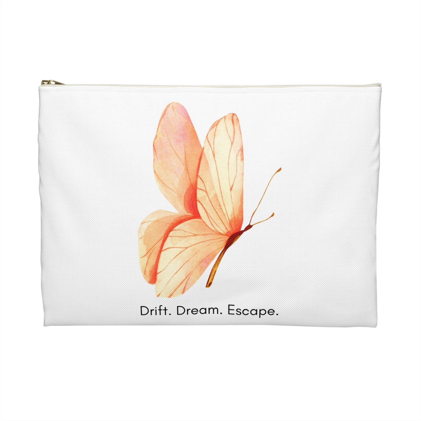 Drift. Dream. Escape. Butterfly Pouch – Inspirational Accessory Bag | Makeup, Journal, Travel Case | Stardust Cove