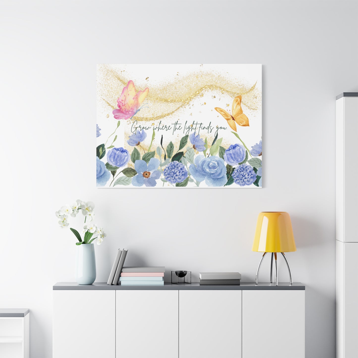 Inspirational Floral Canvas Art - "Grow Where the Light Finds You"