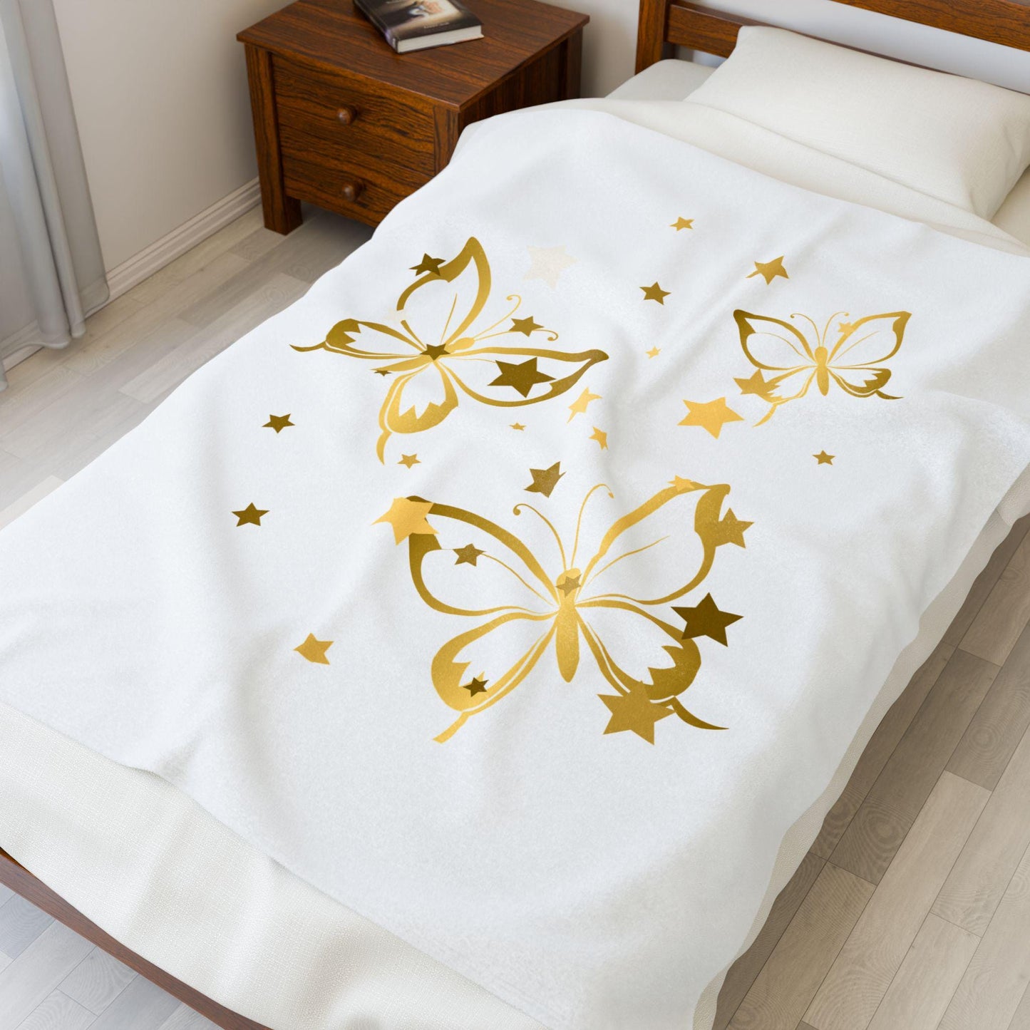Butterfly Dream Velveteen Plush Blanket, Cozy Throw, Bedspread, Gift for Her, Luxury Home Decor, Baby Shower, Wedding Gift