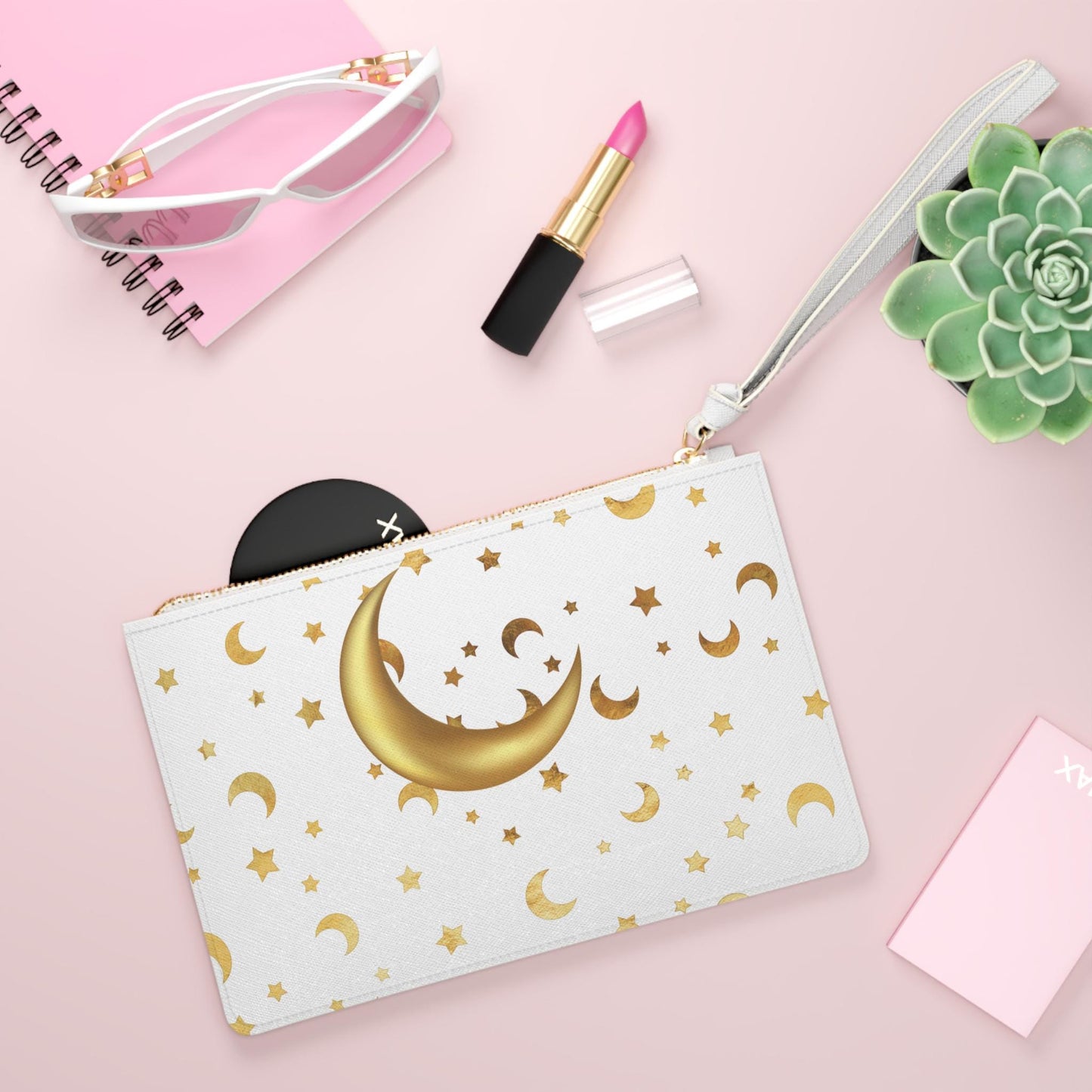 Golden Moon & Star Clutch Bag, Celestial Evening Purse, Boho Chic Accessory, Gifts for Her, Night Out, Astrology Lovers