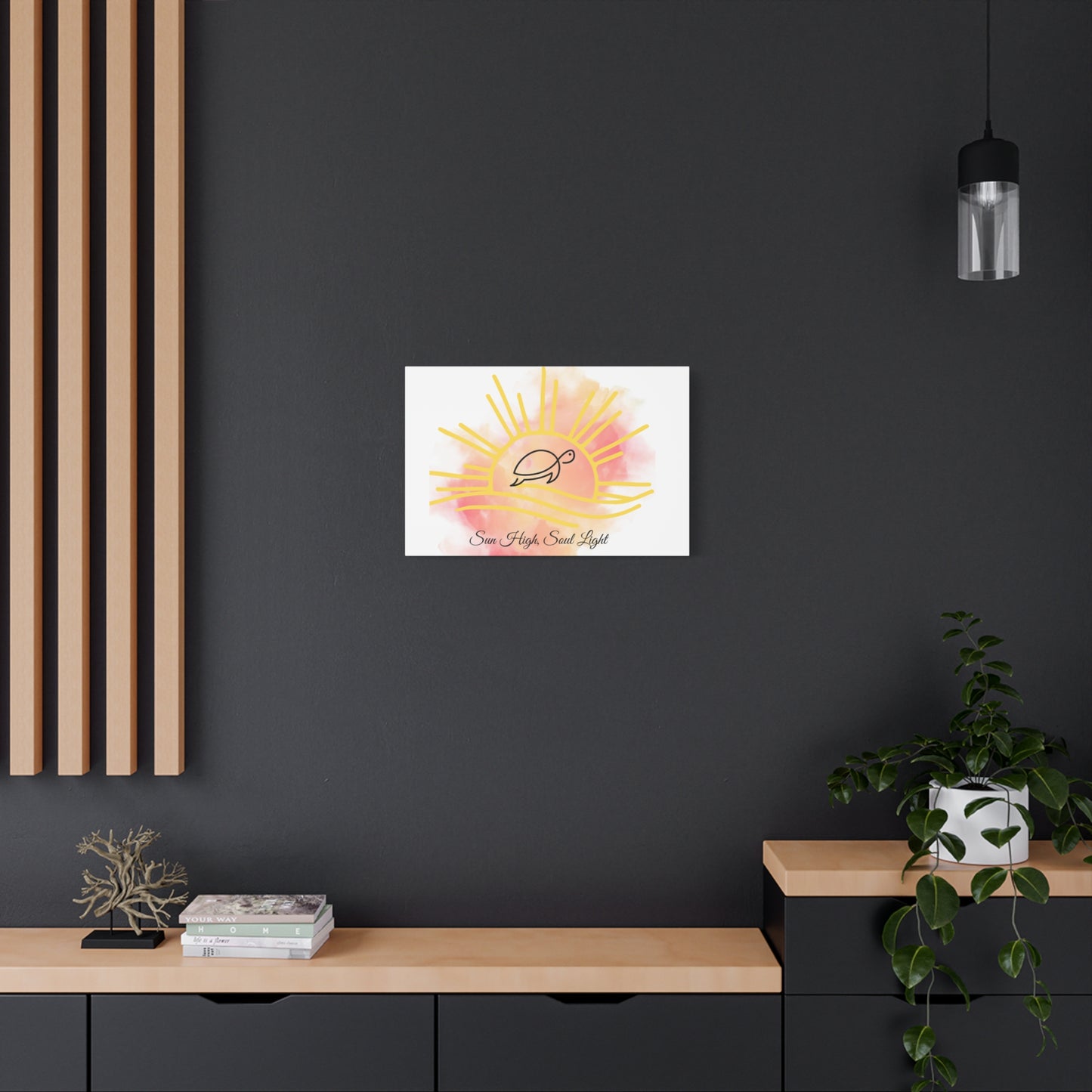 Sun High Soul Light Canvas – Watercolor Turtle & Sunrise Wall Art | Coastal Inspirational Decor
