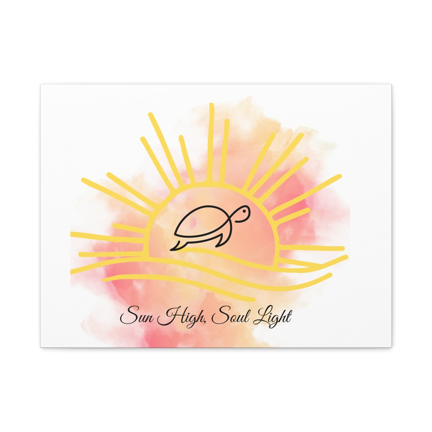 Sun High Soul Light Canvas – Watercolor Turtle & Sunrise Wall Art | Coastal Inspirational Decor