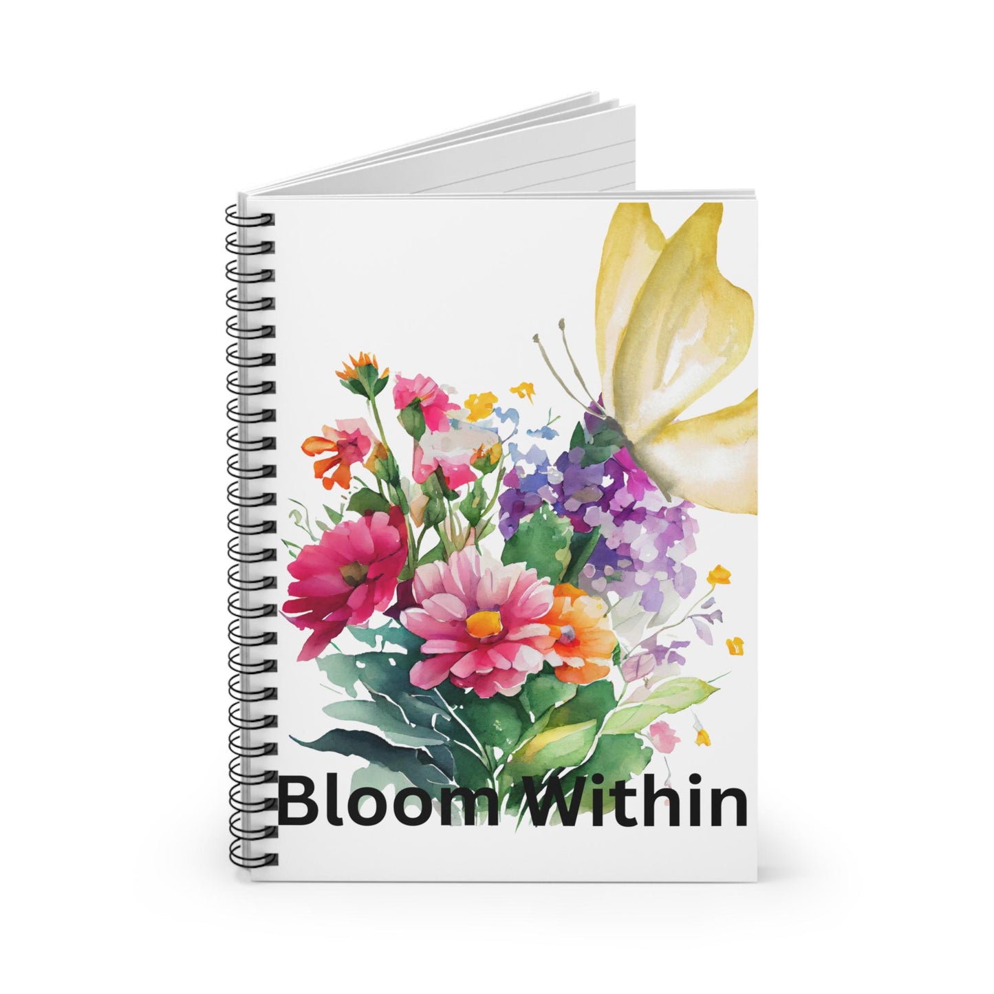 Floral Spiral Notebook - Bloom Within, Journaling, Gift for Her, Self-Improvement, Flower Lover's Journal, Inspirational Note