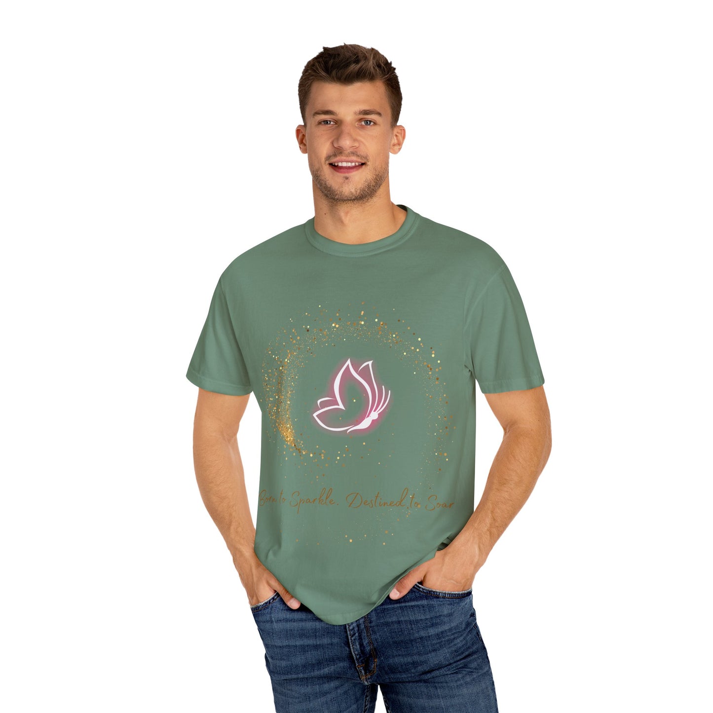 Inspirational Butterfly T-Shirt – Born to Sparkle Destined to Soar – Motivational Mint Tee