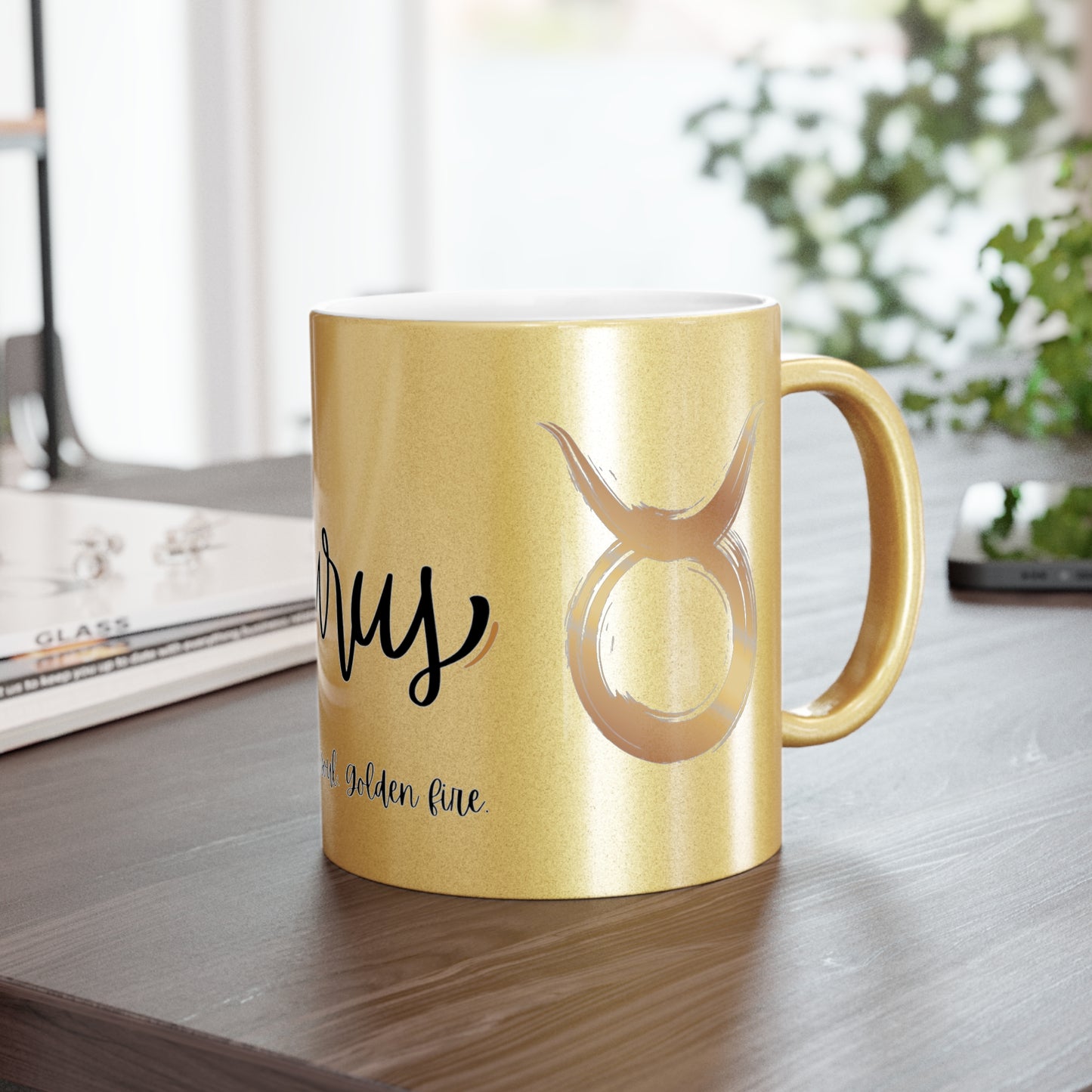 Taurus Zodiac Mug – Grounded Soul. Golden Fire – Astrology Gift for Taurus Women & Men – Celestial Taurus Coffee Cup