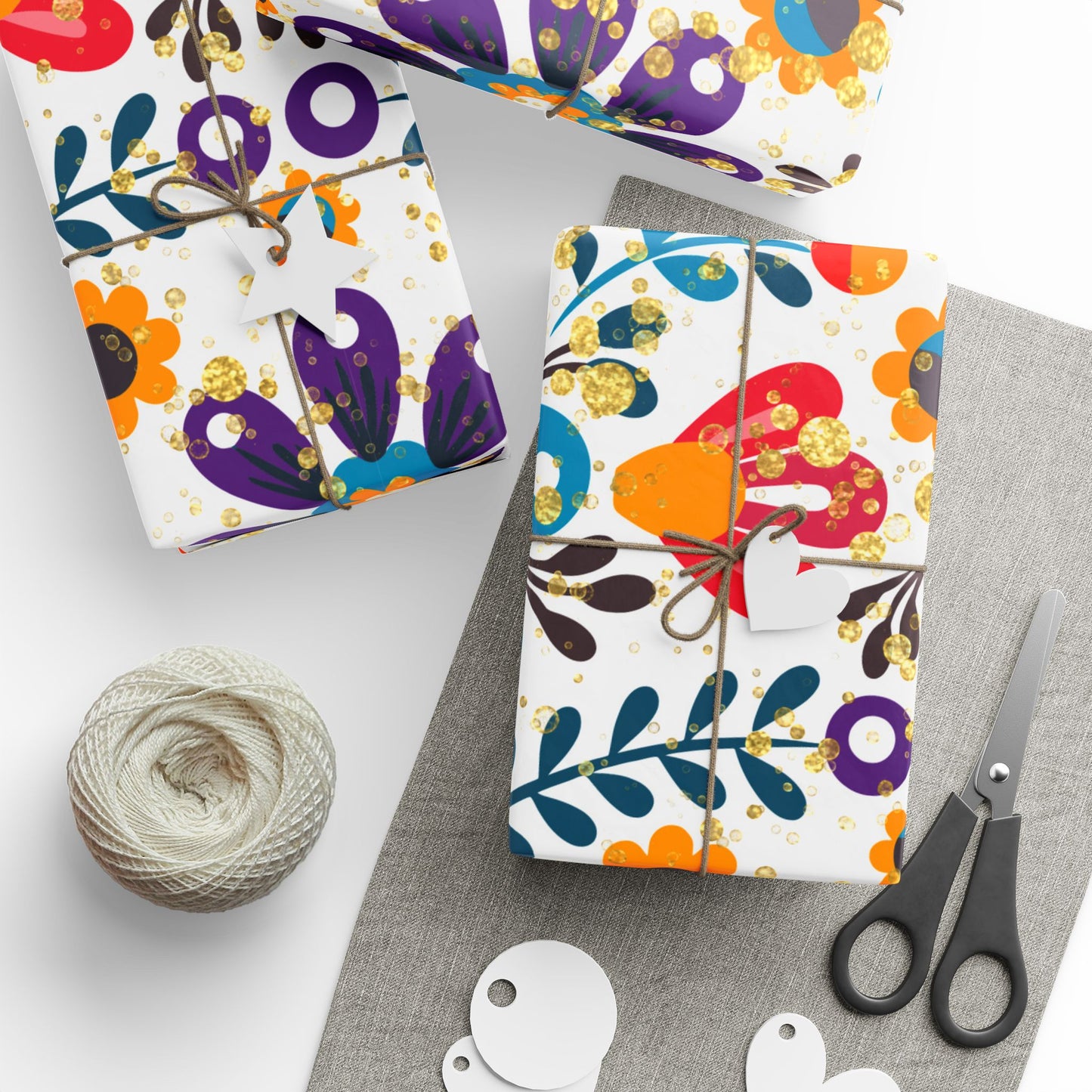 Vibrant Floral Wrapping Paper, Colorful Gift Wrap, Birthday, Holiday, Celebration, Eco-Friendly, Handmade