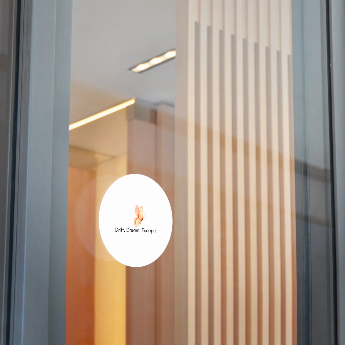 Butterfly Inspirational Round Vinyl Sticker – “Drift. Dream. Escape.” | Waterproof Motivational Sticker for Journal, Laptop, or Gift