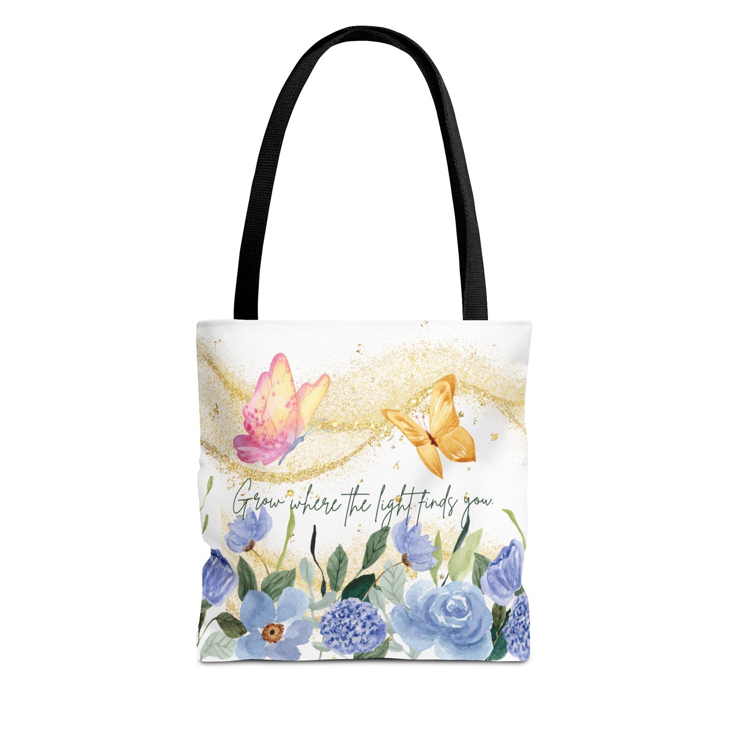 Inspirational Floral Tote Bag - "Grow Where the Light Finds You"