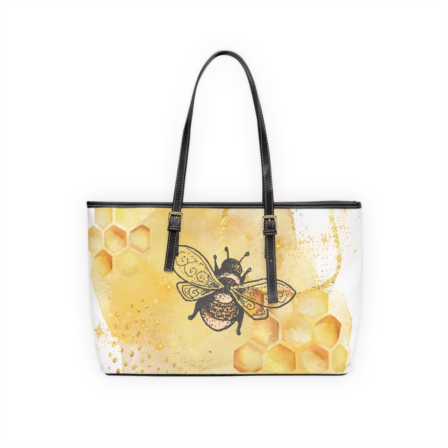 Bee and Honeycomb PU Leather Tote Bag – Whimsical Shoulder Purse | Stardust Cove