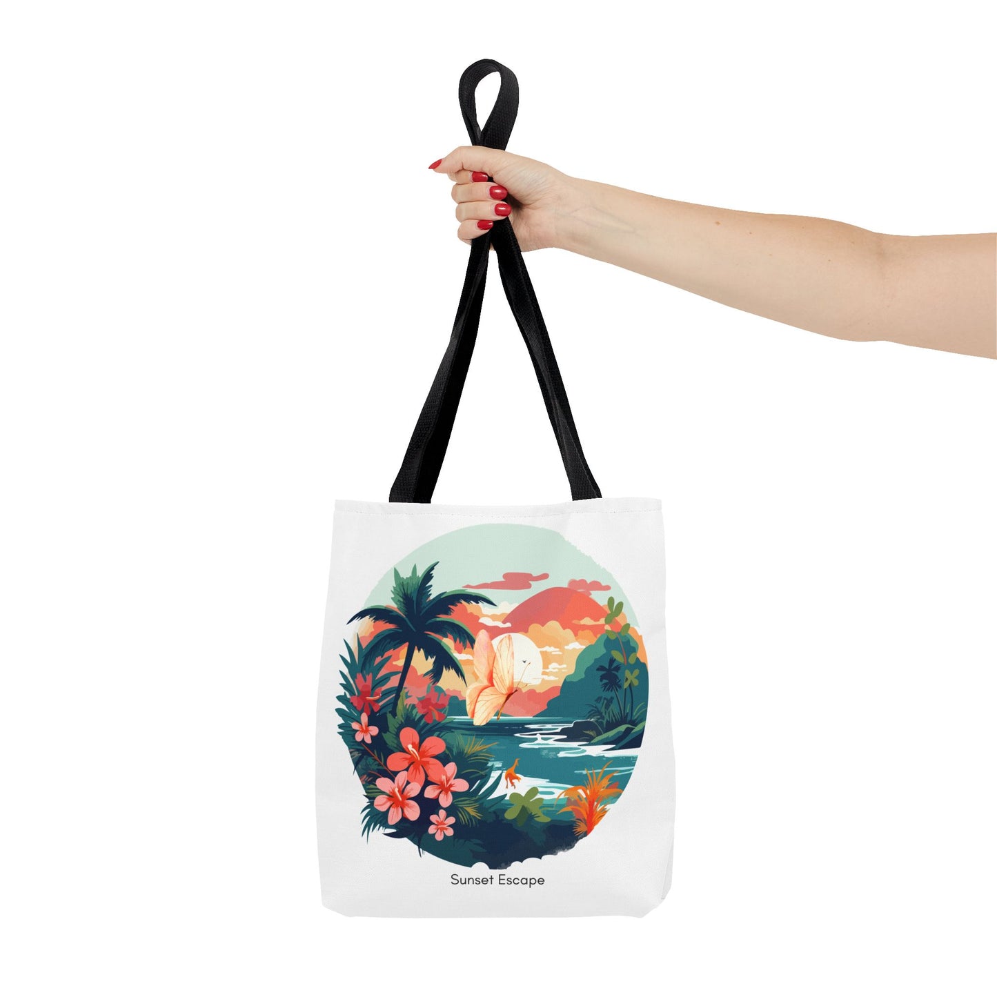 Sunset Escape Tote Bag – Tropical Butterfly Design | “Drift. Dream. Escape.” | Stardust Cove