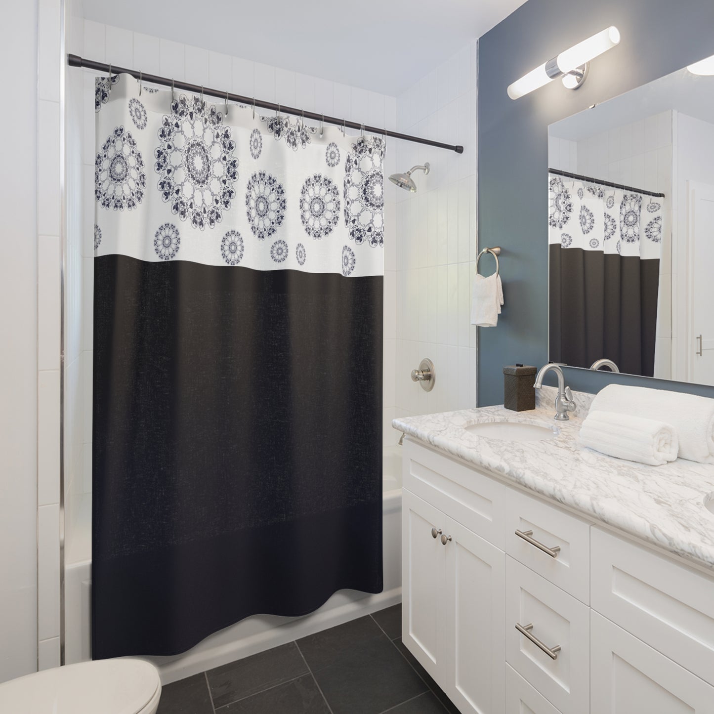 Elegant Mandala Shower Curtain | Boho Bathroom Decor | Modern Home Accessory | Gift for New Homeowners, Wedding, Housewarming