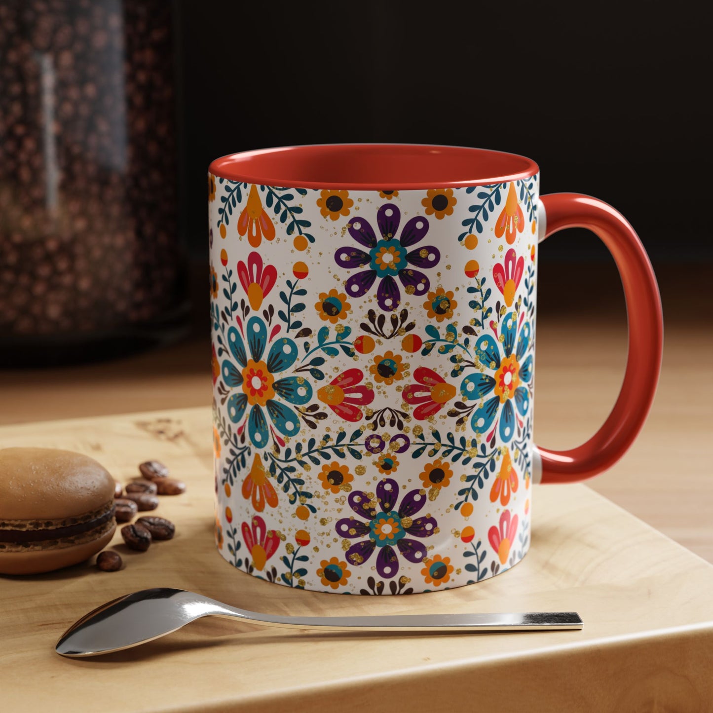 Boho Floral Coffee Mug – Folk Art Accent Mug | Colorful Ceramic Cup by Stardust Cove