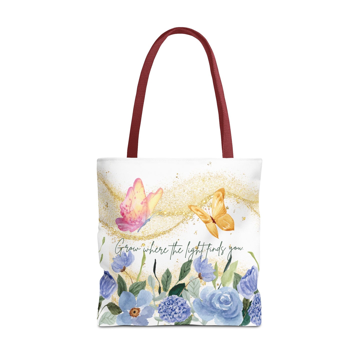 Inspirational Floral Tote Bag - "Grow Where the Light Finds You"