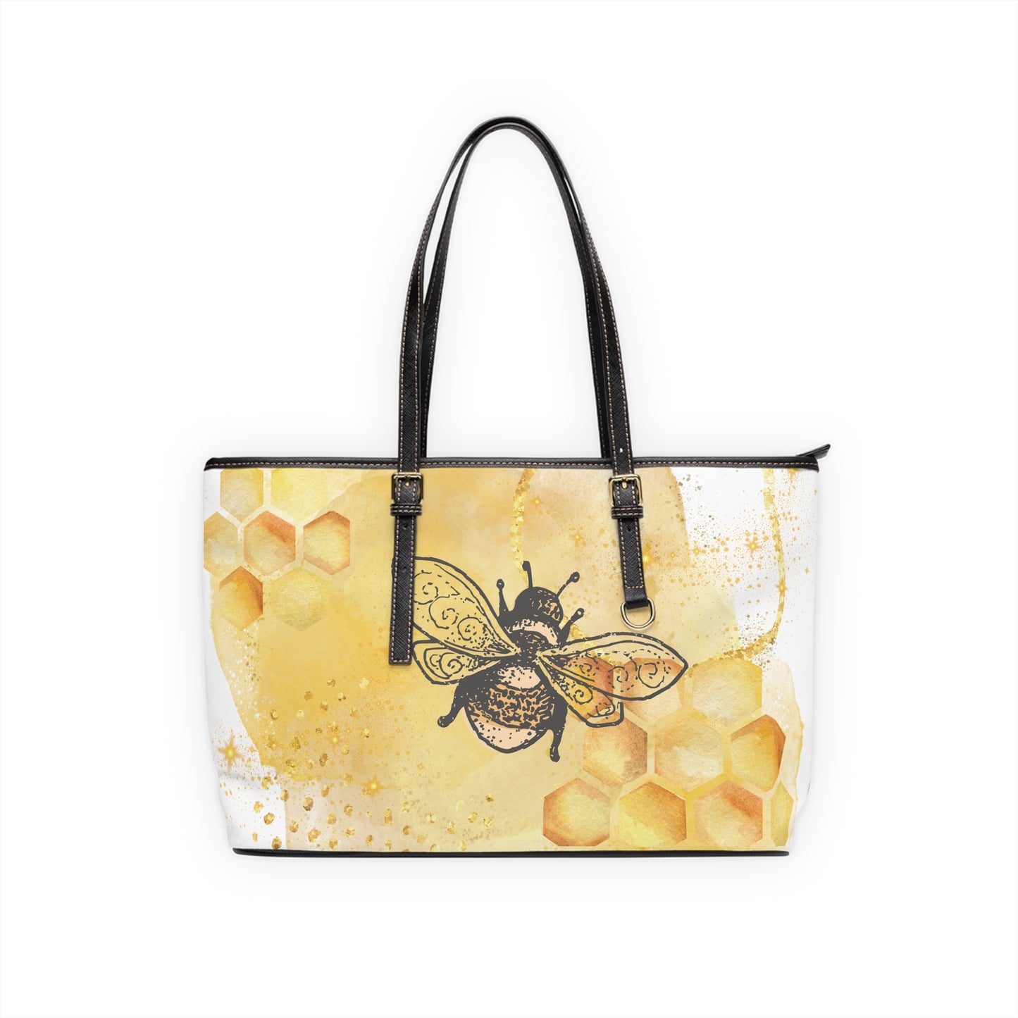 Bee and Honeycomb PU Leather Tote Bag – Whimsical Shoulder Purse | Stardust Cove
