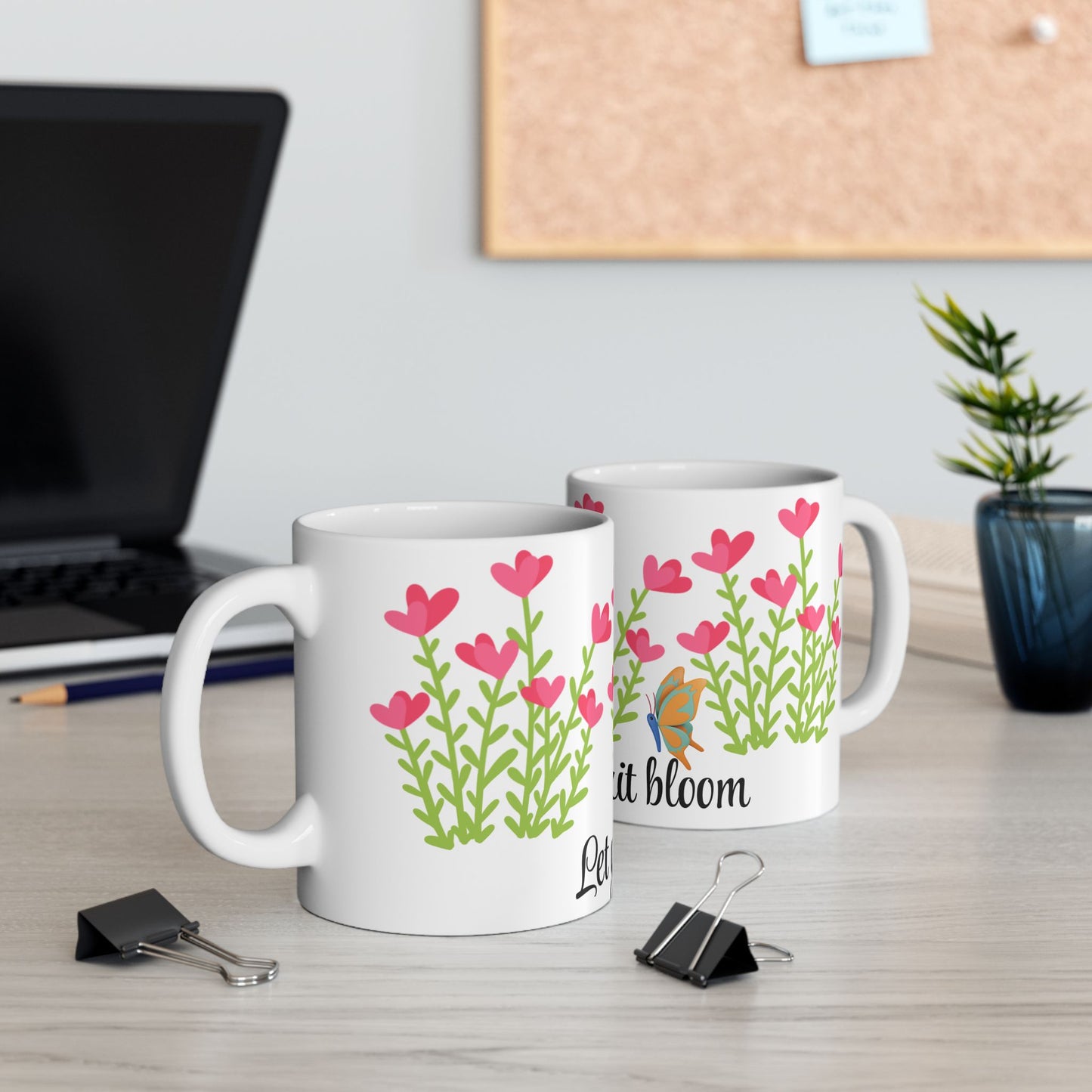 Inspirational Floral Ceramic Mug - Let Your Spirit Bloom (11oz, 15oz)