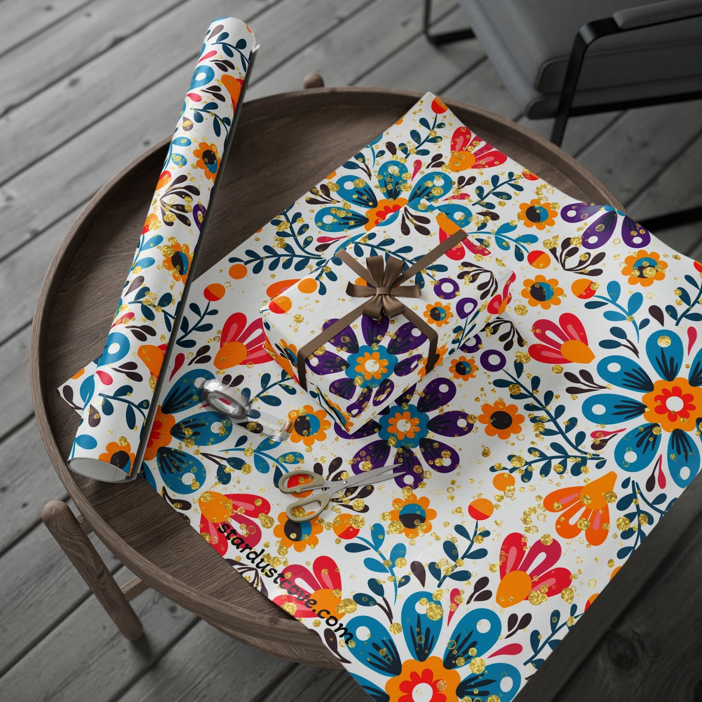 Vibrant Floral Wrapping Paper, Colorful Gift Wrap, Birthday, Holiday, Celebration, Eco-Friendly, Handmade