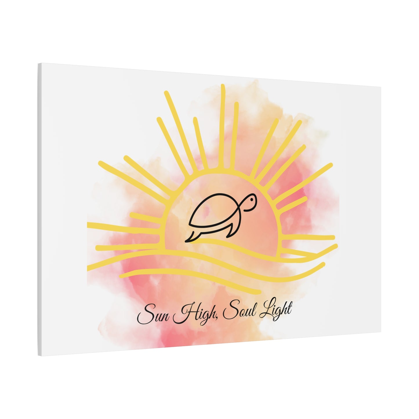 Sun High Soul Light Canvas – Watercolor Turtle & Sunrise Wall Art | Coastal Inspirational Decor
