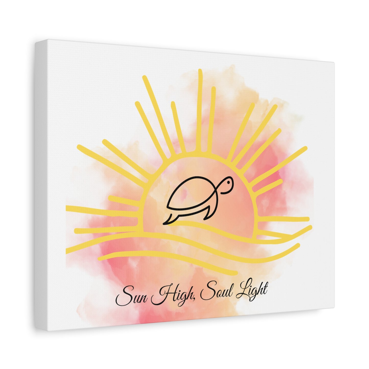 Sun High Soul Light Canvas – Watercolor Turtle & Sunrise Wall Art | Coastal Inspirational Decor