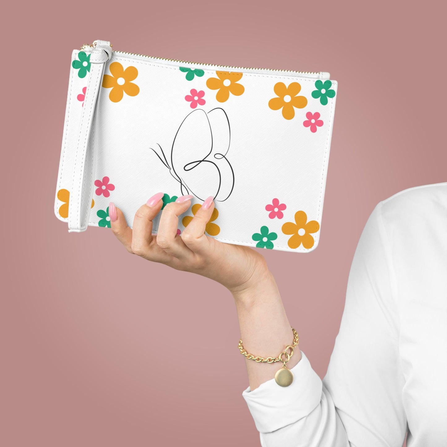 Spring Flutter Wristlet – Minimalist Butterfly & Bloom Design