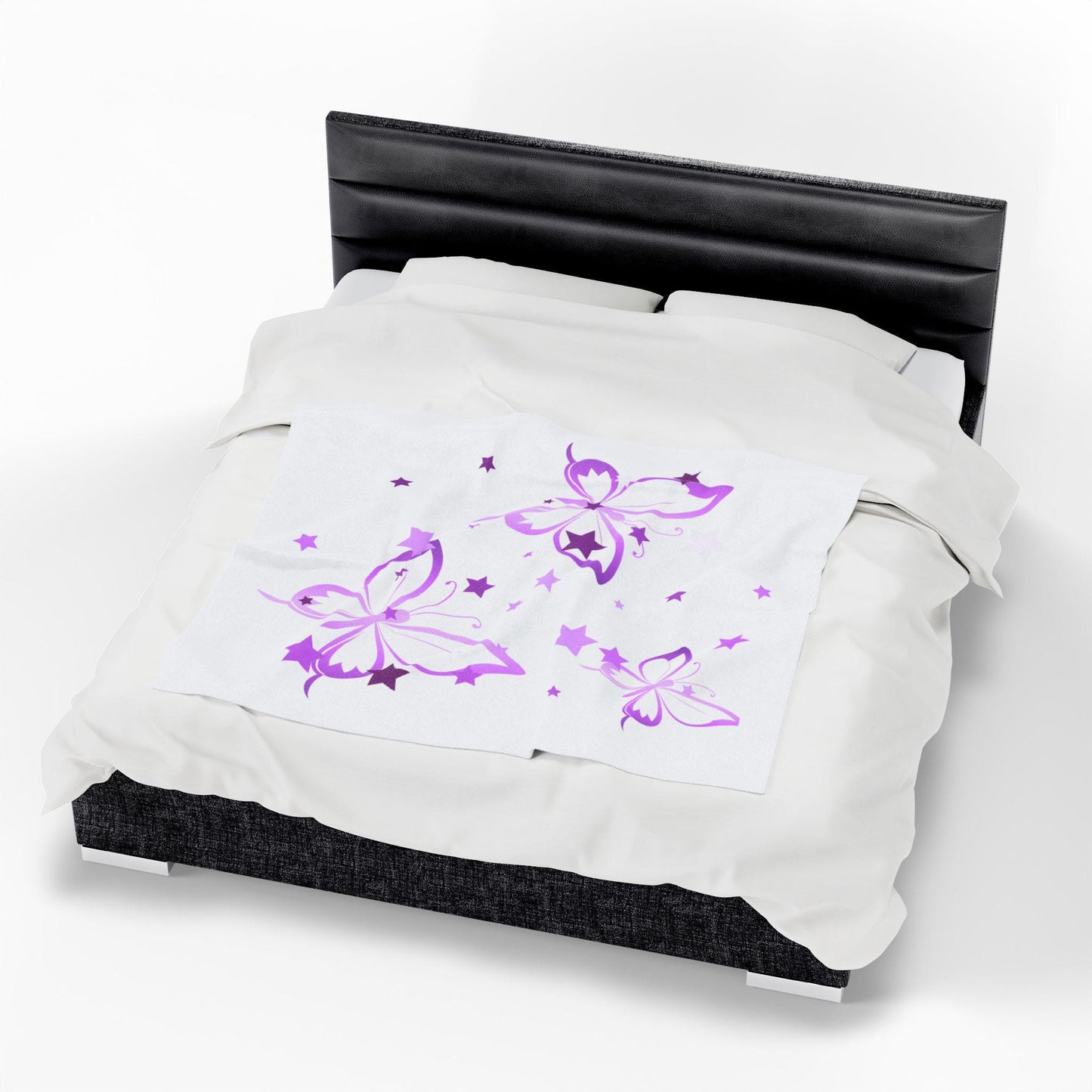 Velveteen Purple Butterfly Plush Blanket