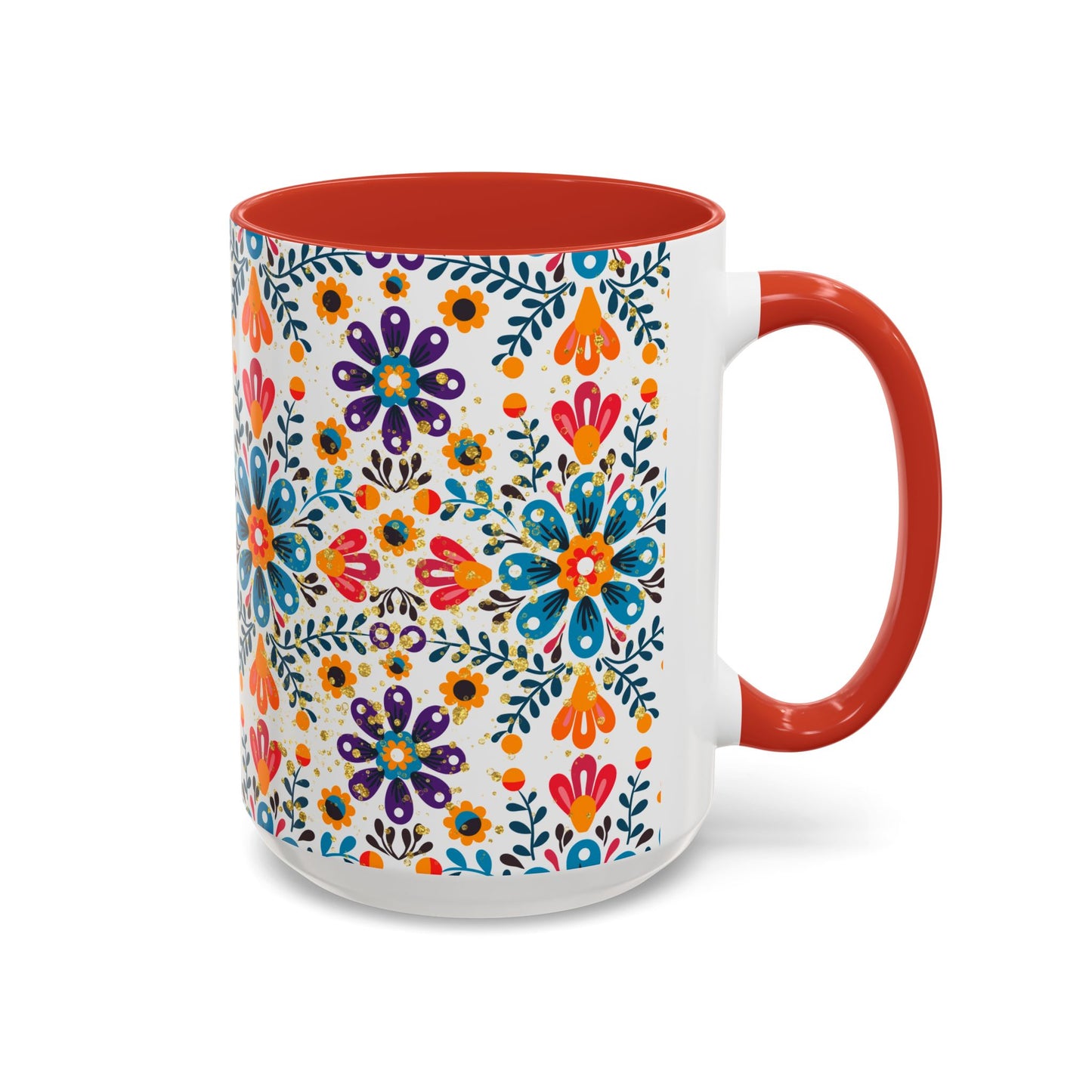 Boho Floral Coffee Mug – Folk Art Accent Mug | Colorful Ceramic Cup by Stardust Cove