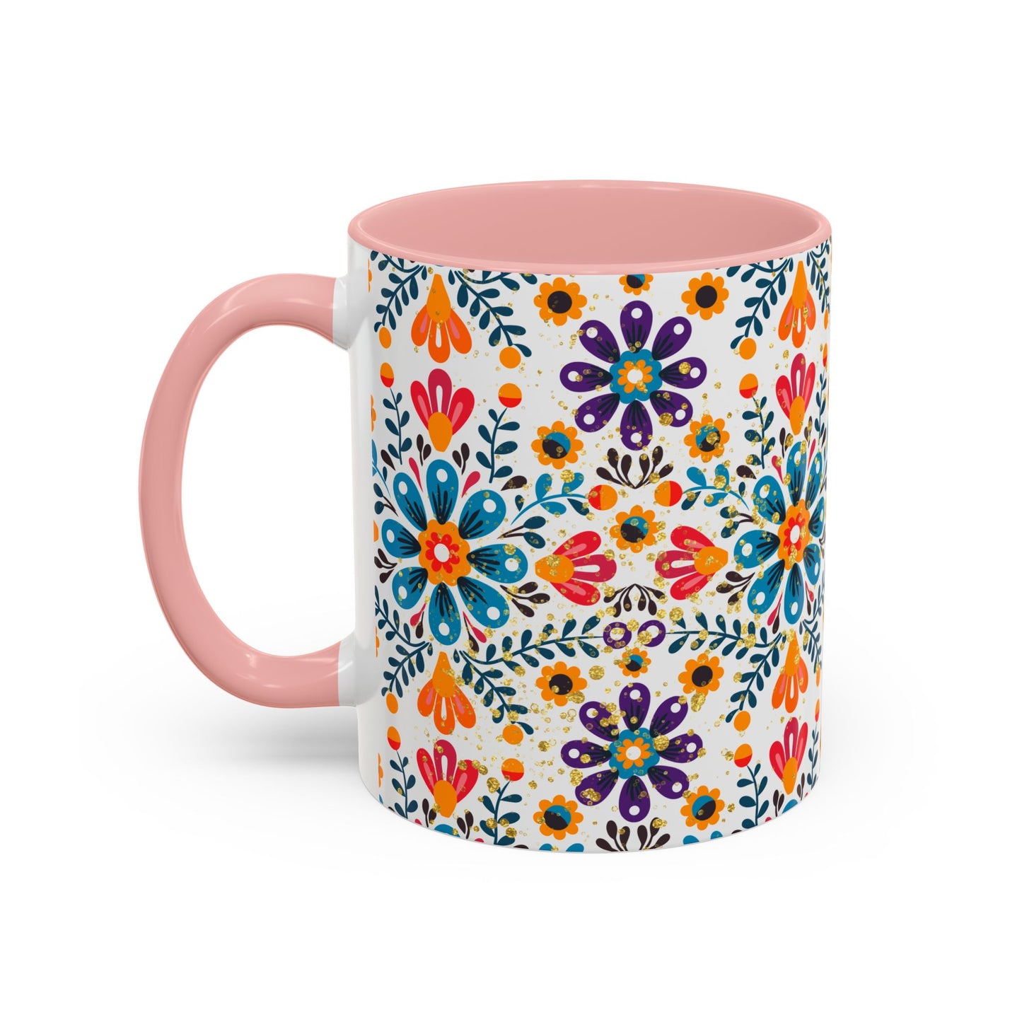 Boho Floral Coffee Mug – Folk Art Accent Mug | Colorful Ceramic Cup by Stardust Cove