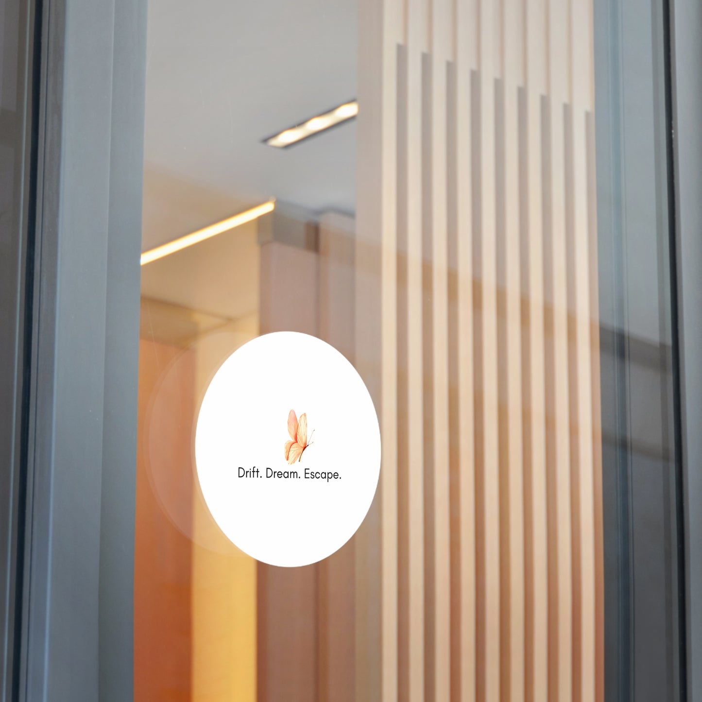 Butterfly Inspirational Round Vinyl Sticker – “Drift. Dream. Escape.” | Waterproof Motivational Sticker for Journal, Laptop, or Gift