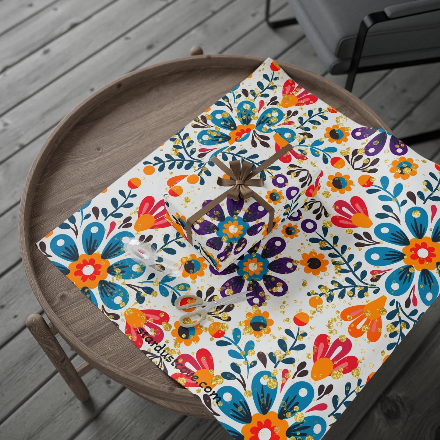 Vibrant Floral Wrapping Paper, Colorful Gift Wrap, Birthday, Holiday, Celebration, Eco-Friendly, Handmade