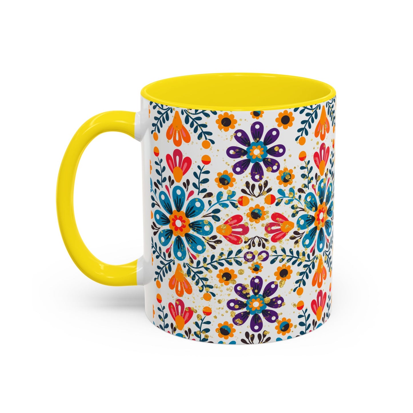 Boho Floral Coffee Mug – Folk Art Accent Mug | Colorful Ceramic Cup by Stardust Cove
