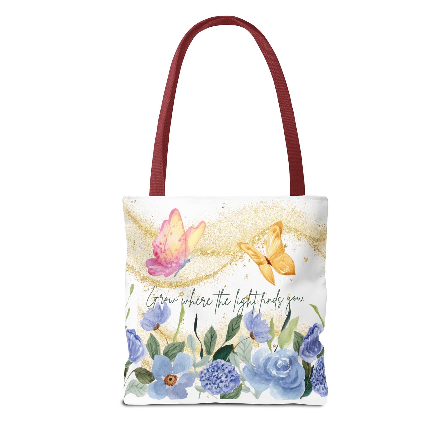 Inspirational Floral Tote Bag - "Grow Where the Light Finds You"