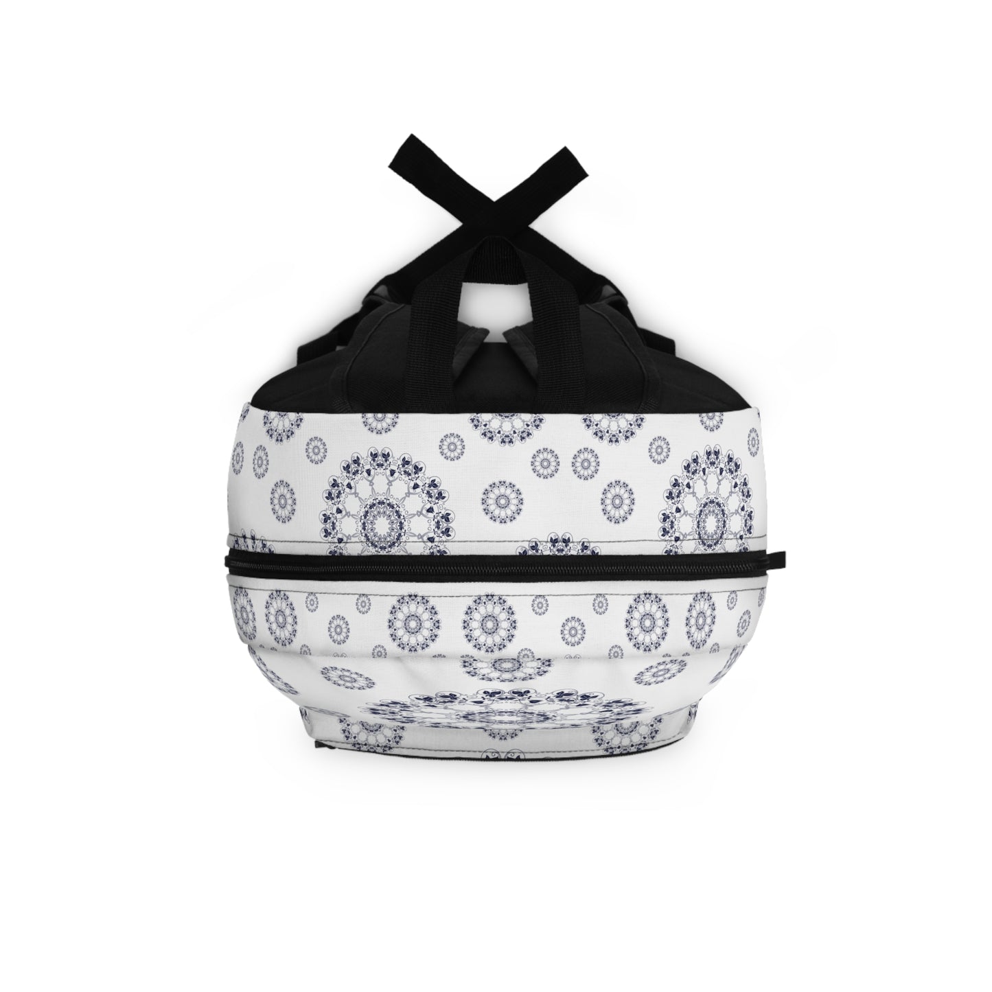 Celestial Mandala Backpack – Navy & White Boho Print | Stardust Cove Coastal Gear